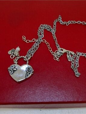 Passage To Israel Pearl “Trust  “ Sterling Silver  Heart Locket Necklace